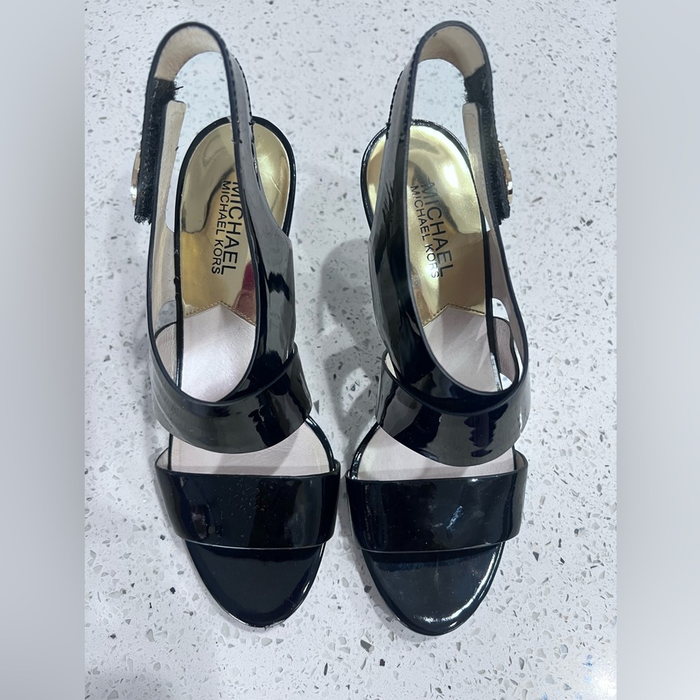 Michael Kors Glossy Black Heels Womens Size 7 VGUC - Picture 1 of 10